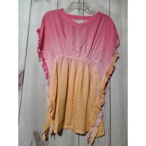 Breaking Waves Girls Pink Orange Ombre Kimono Swim Cover Up Size 10‎ NWT